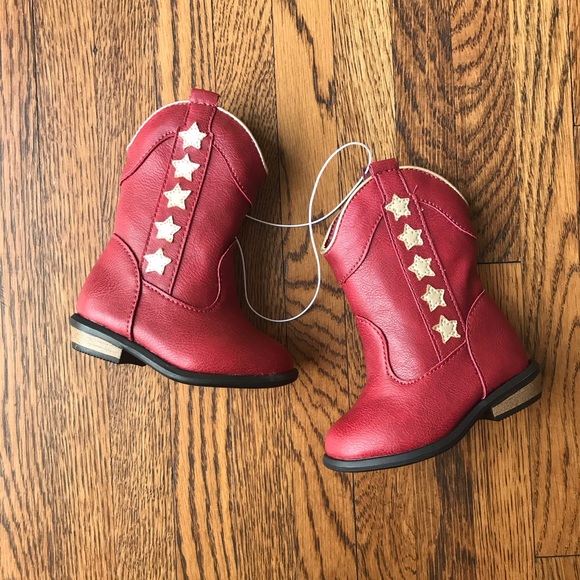 Cat & Jack Other - Red with Gold Stars Western Cowboy Cowgirl Boots